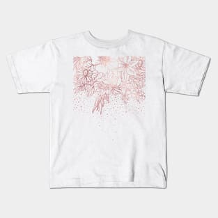 Rose gold hand drawn floral doodles and confetti design Kids T-Shirt